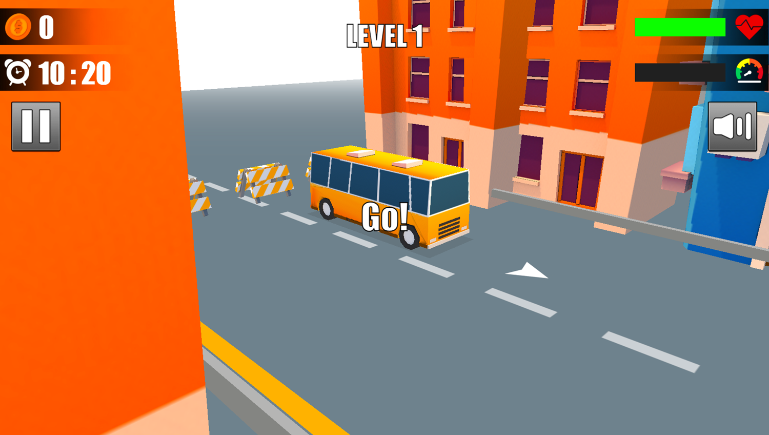 Bus Parking Game Level Start Screenshot.