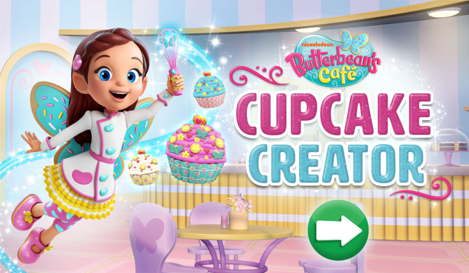 Butterbeans Cafe Cupcake Creator Game Welcome Screen Screenshot.