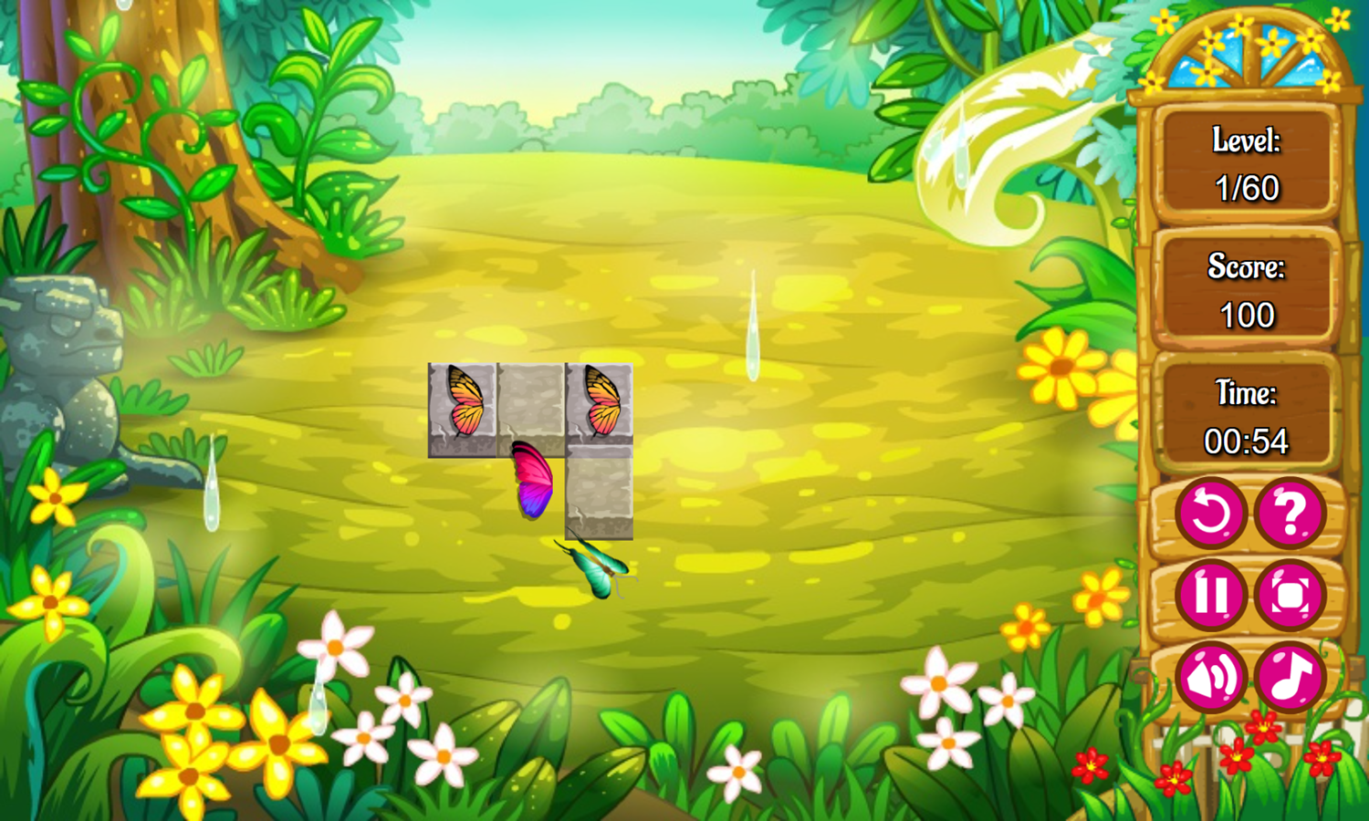 Butterfly Kyodai Mahjong Connect Game Play Screenshot.