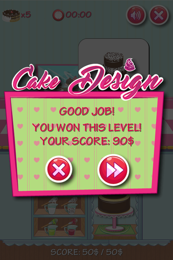 Cake Design Game Level Complete Screenshot.