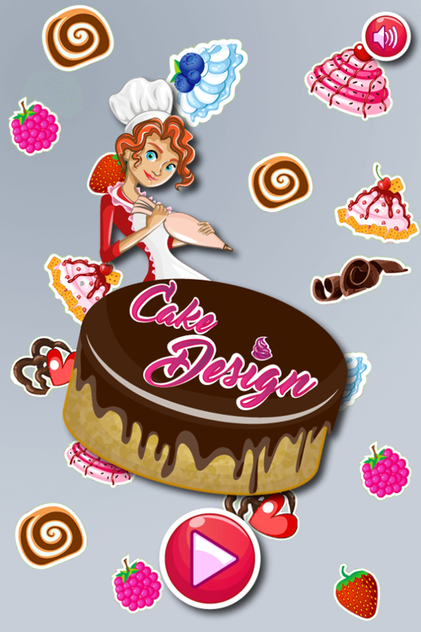 Cake Design Game Welcome Screen Screenshot.