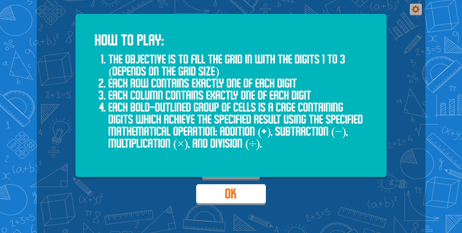 CalcuDoku Game How To Play Screenshot.