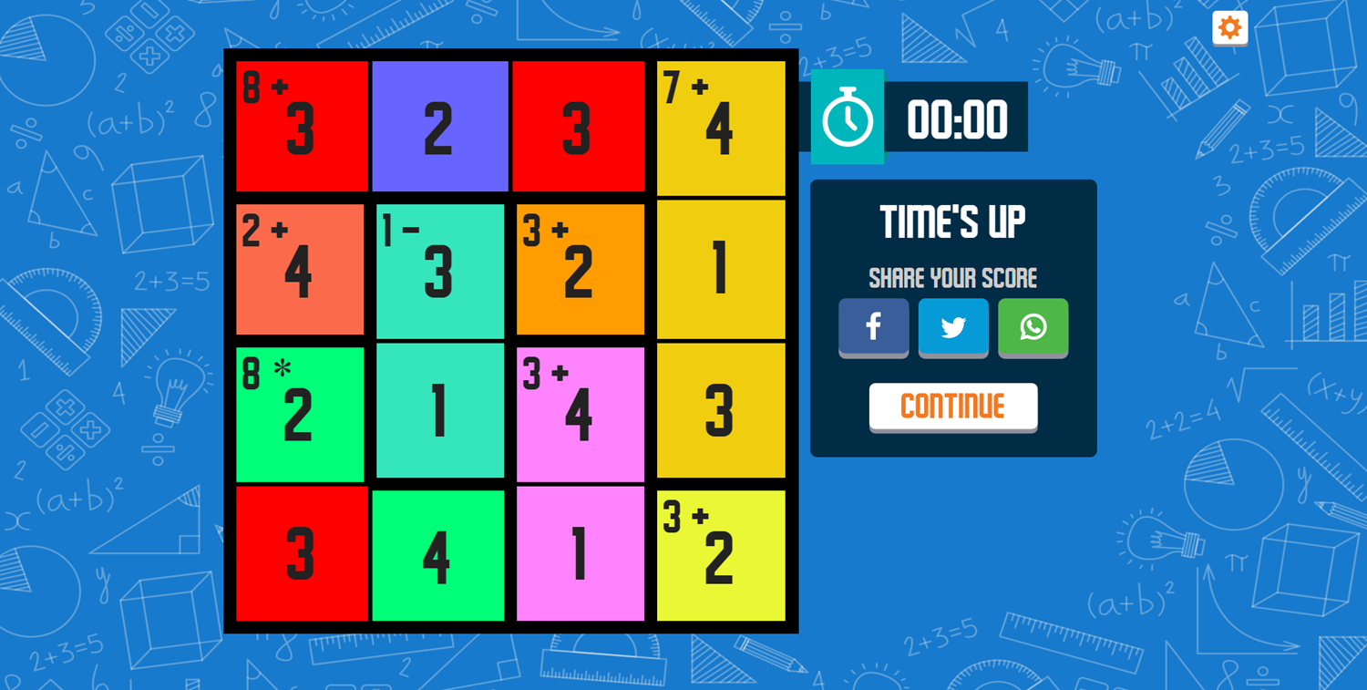 CalcuDoku Game Times Up Screenshot.