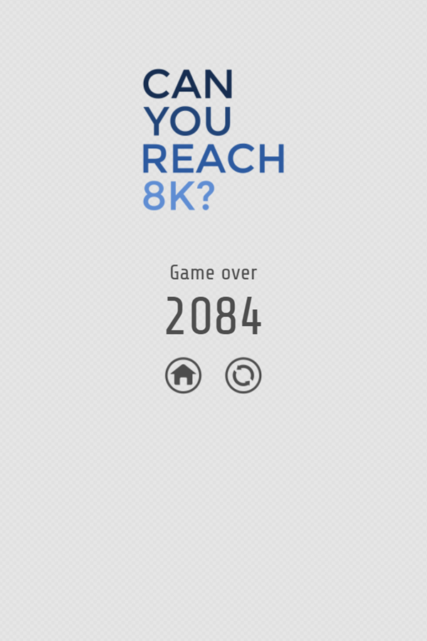 Can You Reach 8K Game Over Screenshot.