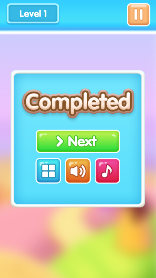 Candy Blocks Game Level Completed Screenshot.