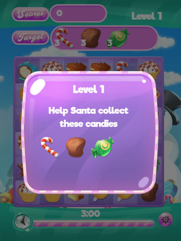 Candy Christmas Game Level Goals Screen Screenshot.
