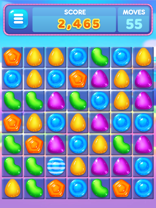 Candy Fiesta Game 4 in a row striped piece Screenshot.