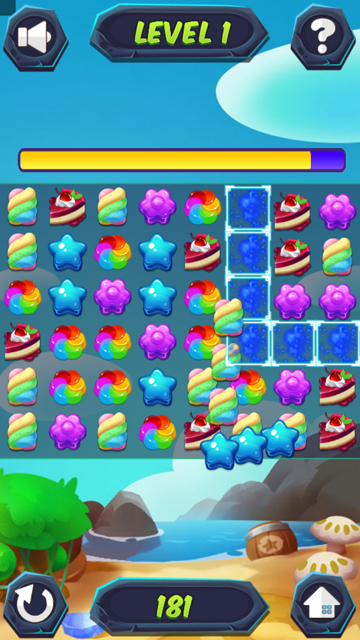 Candy Forest Game Level Play Screenshot.