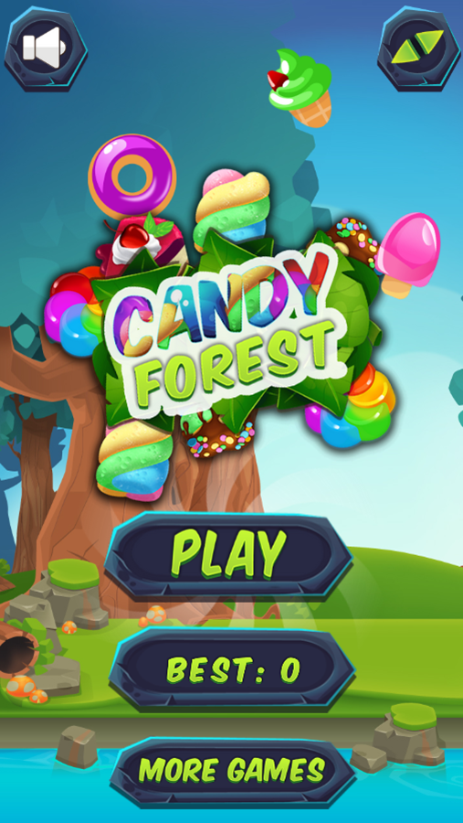 Candy Forest Game Welcome Screen Screenshot.