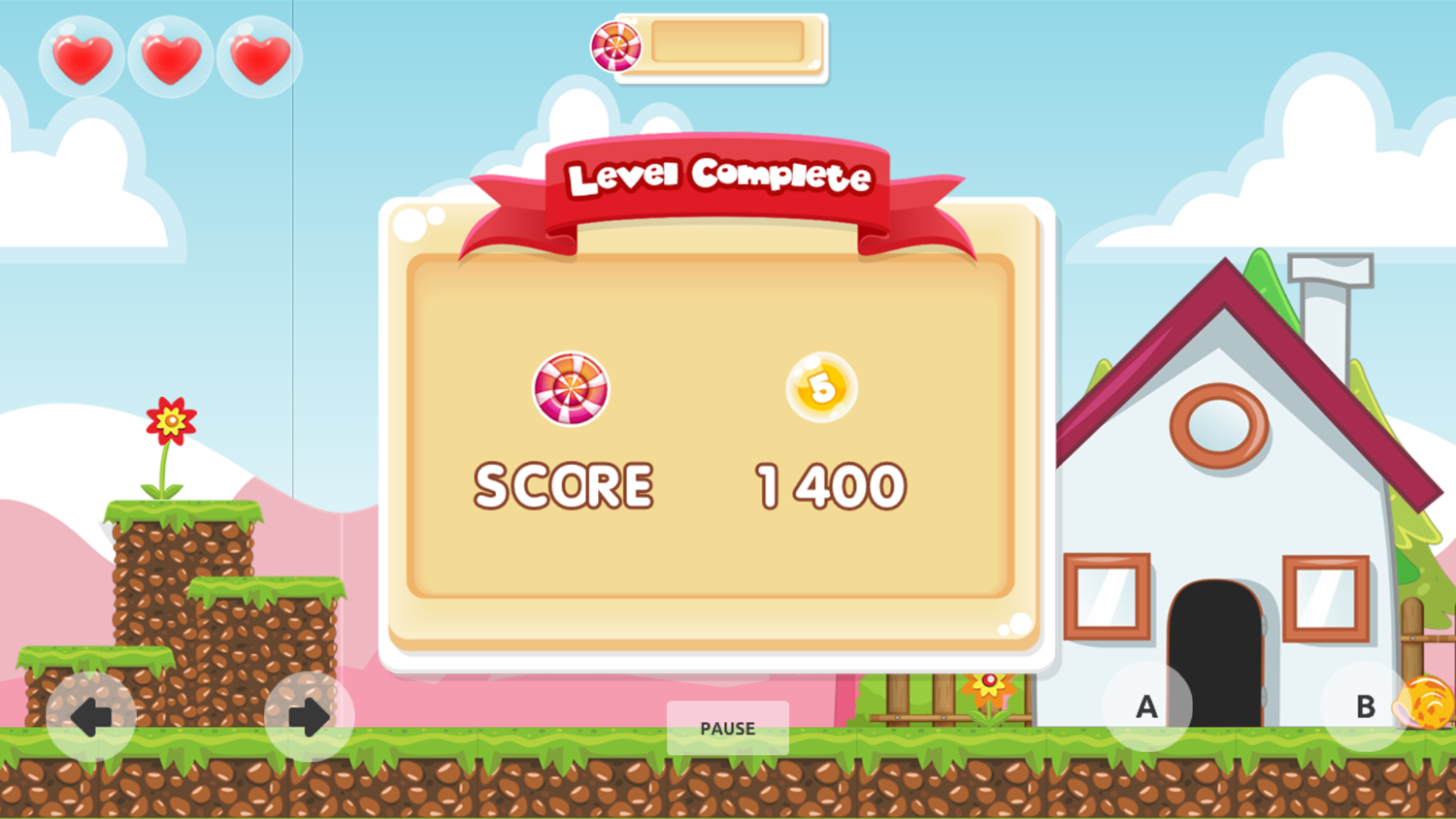 Fruit Adventure Game Level Complete Screenshot.