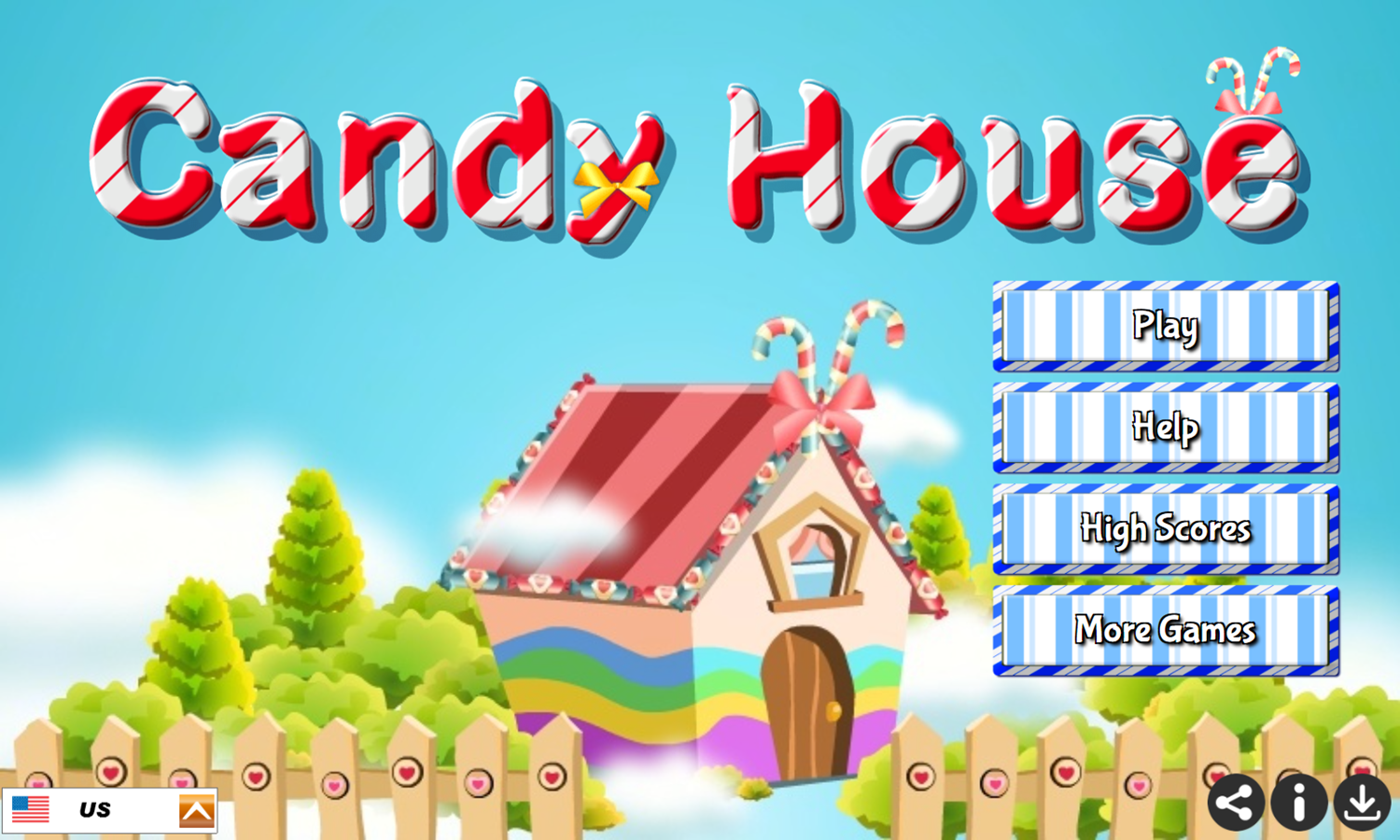 Candy House Game Welcome Screen Screenshot.