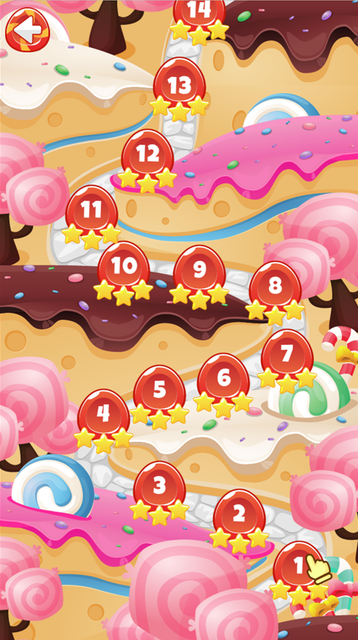 Candy Land Saga Game Level Select Screen Screenshot.