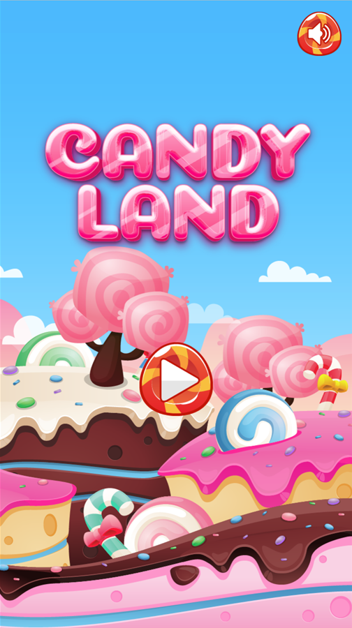 Candy Land Saga Game Welcome Screen Screenshot.