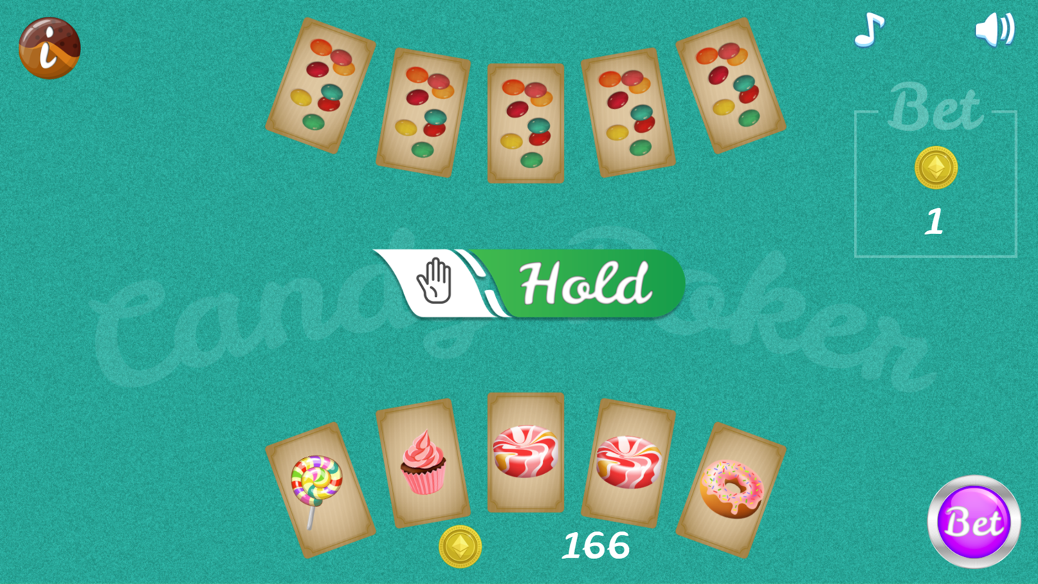 Candy Poker Bet Screenshot.