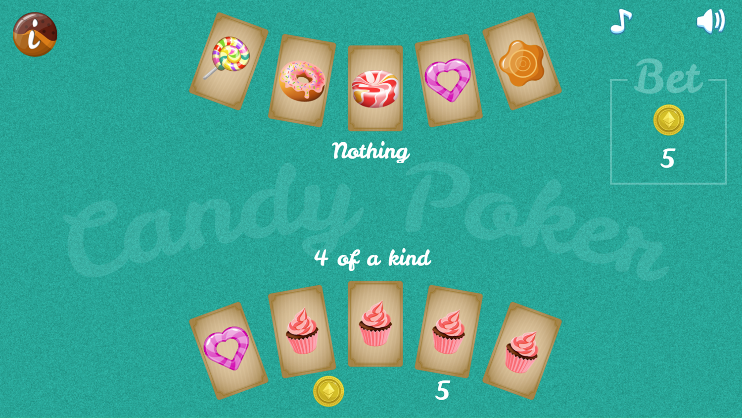 Candy Poker Hand Screenshot.