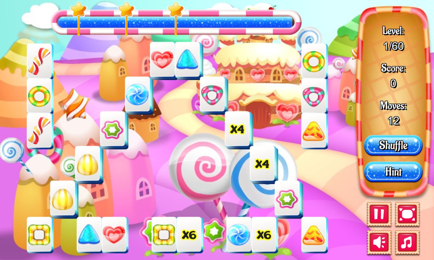 Candyland Mahjong Game Level Start Screenshot.