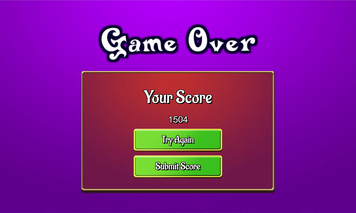 Canfield Solitaire Game Over Screen Screenshot.