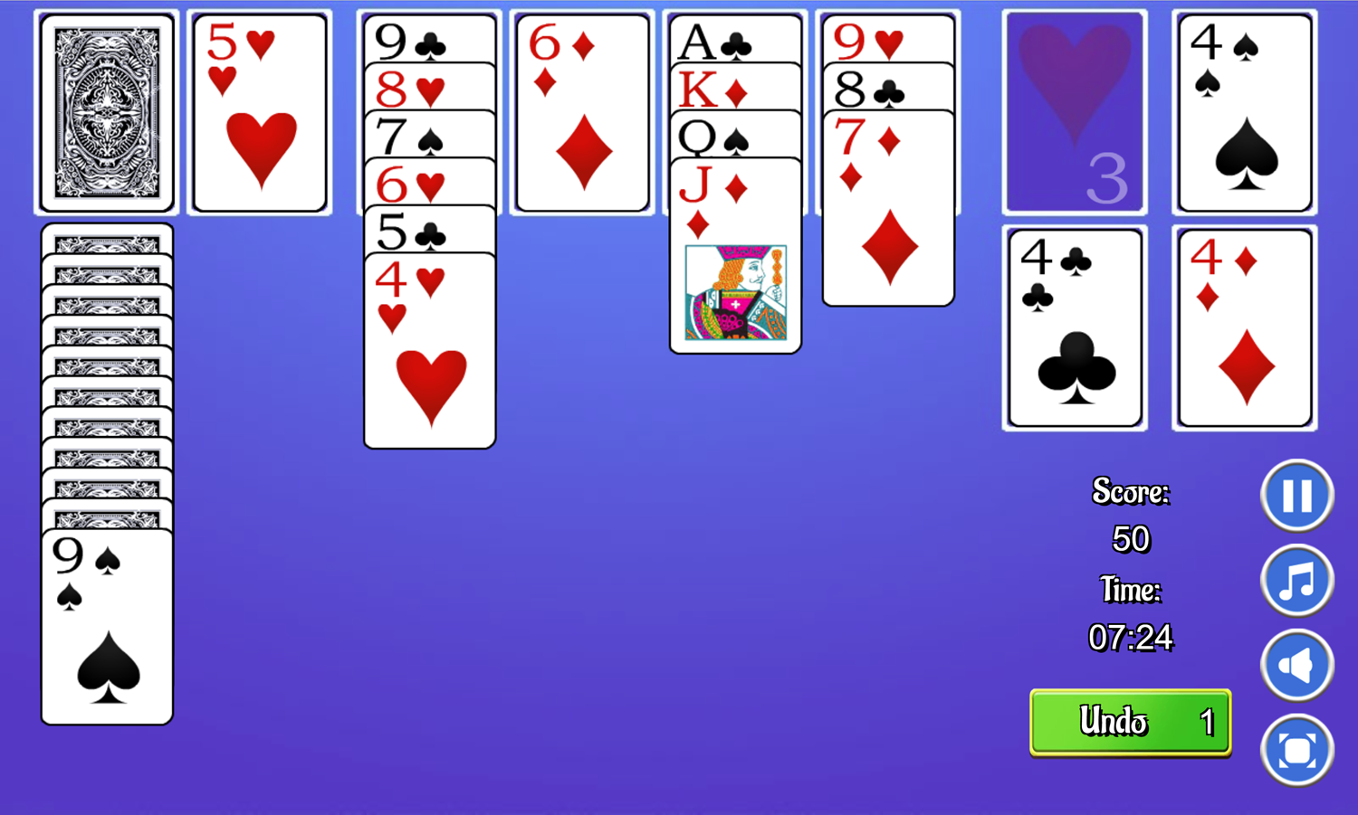 Canfield Solitaire Game Screenshot.