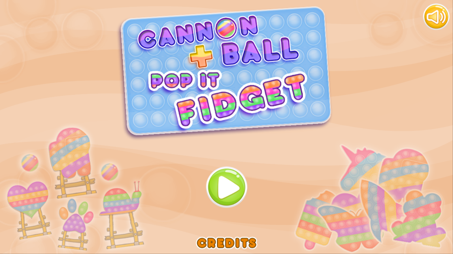 Cannon Ball Pop It Fidget Welcome Screen Screenshot.