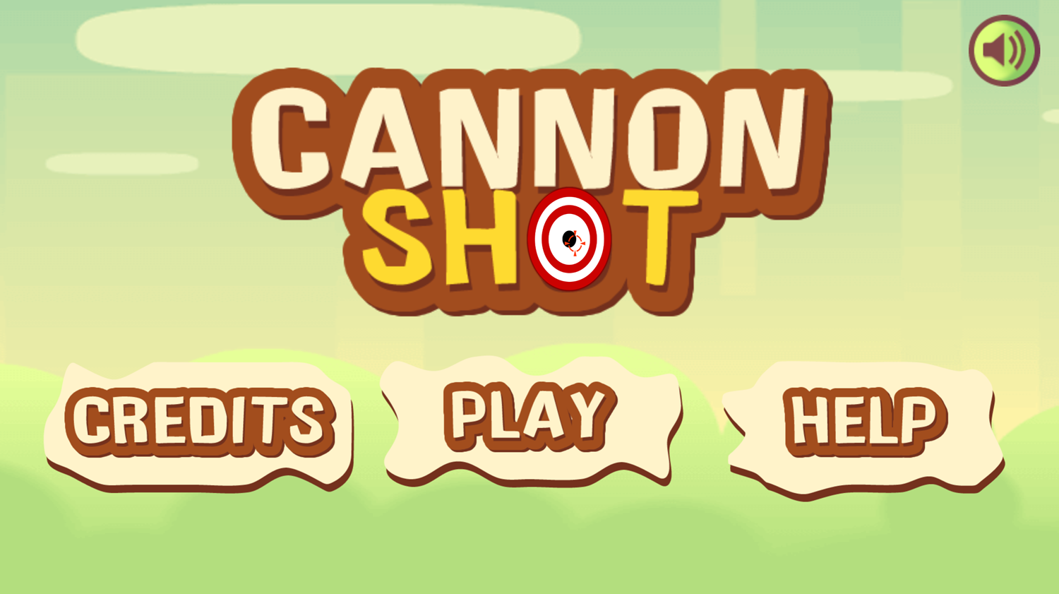 Cannon Shot Game Welcome Screen Screenshot.