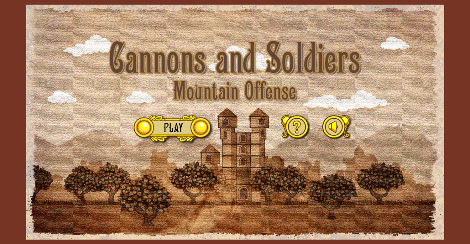 Cannons and Soldiers Welcome Screen Screenshot.