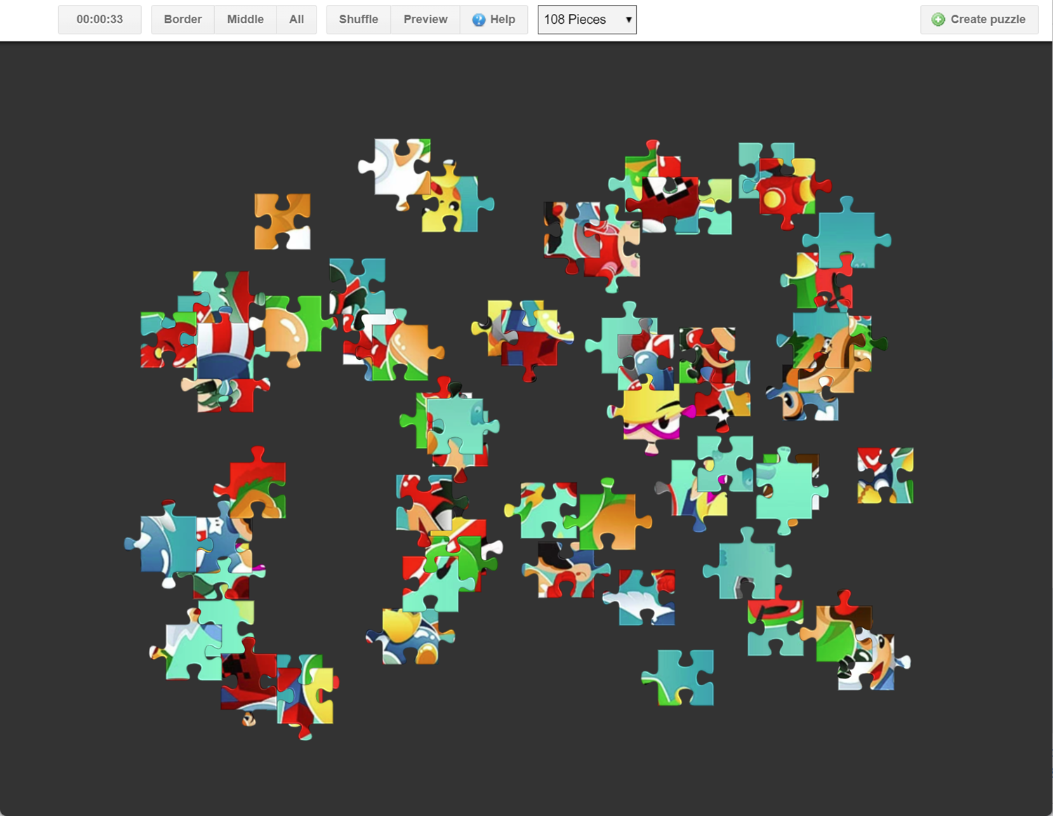 Canvas Puzzle Game Inner Pieces Screenshot.