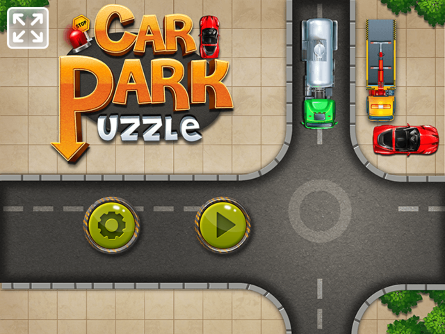 Car Park Puzzle Game Welcome Screen Screenshot.