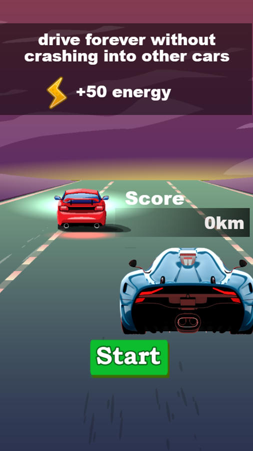 Car Racing Endless Game Welcome Screen Screenshot.