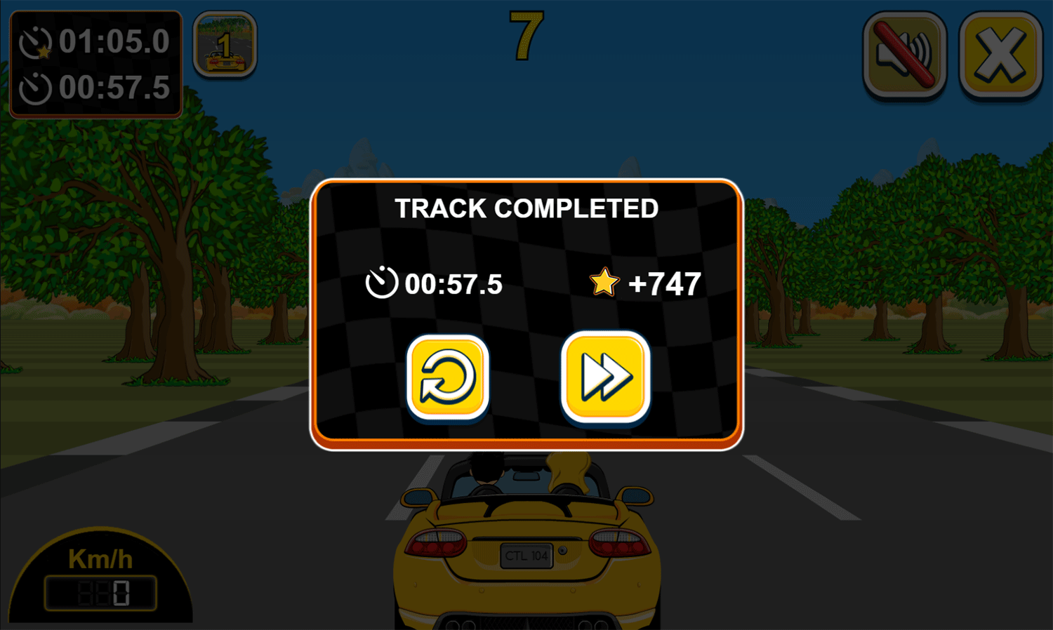 Car Rush Game Track Completed Screenshot.