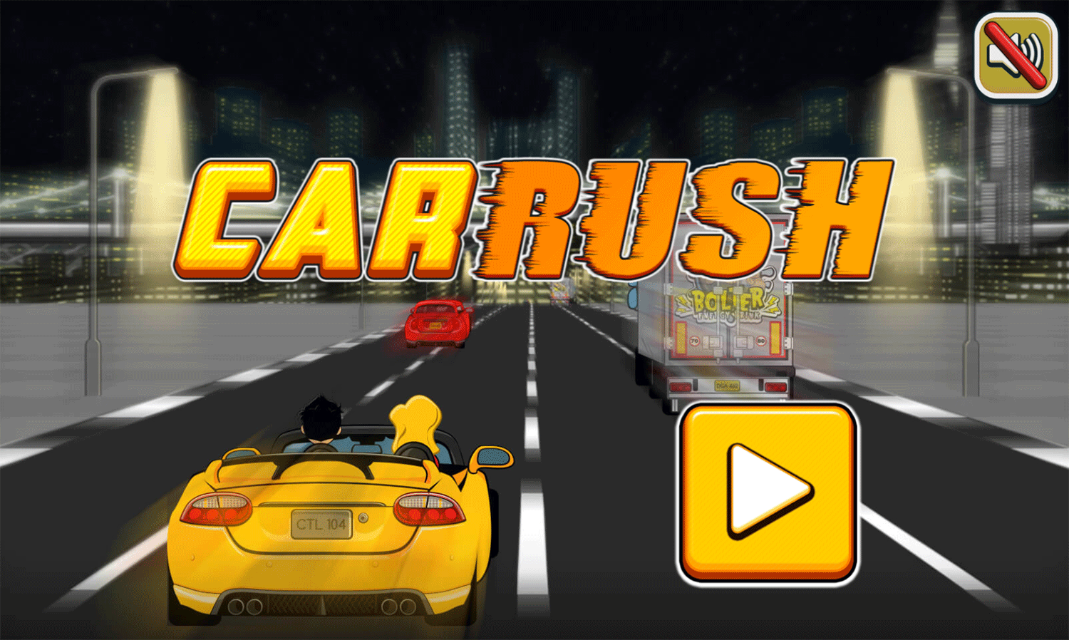 Car Rush Game Welcome Screen Screenshot.