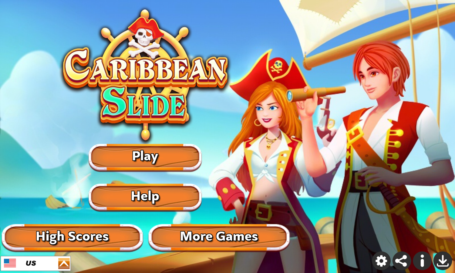 Caribbean Slide Game Welcome Screen Screenshot.