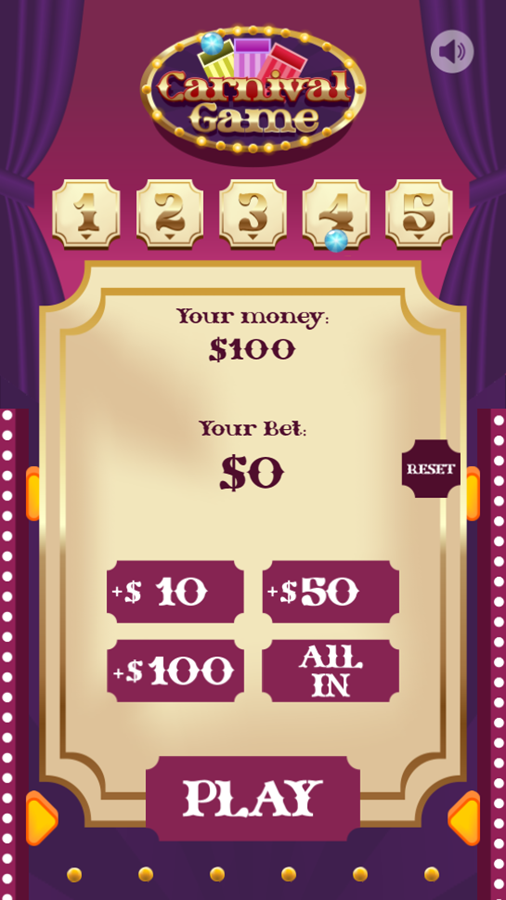 Carnival Game Place Bet Screenshot.