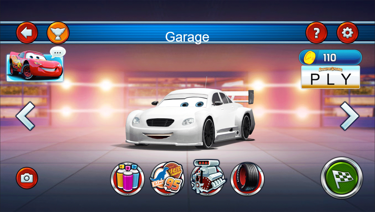 Cars Lightning Speed Game Garage Screenshot.