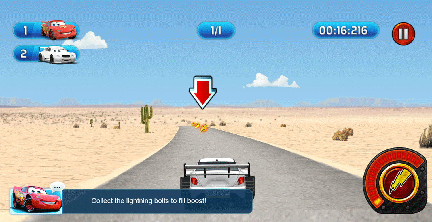 Cars Lightning Speed Game Instructions Screenshot.