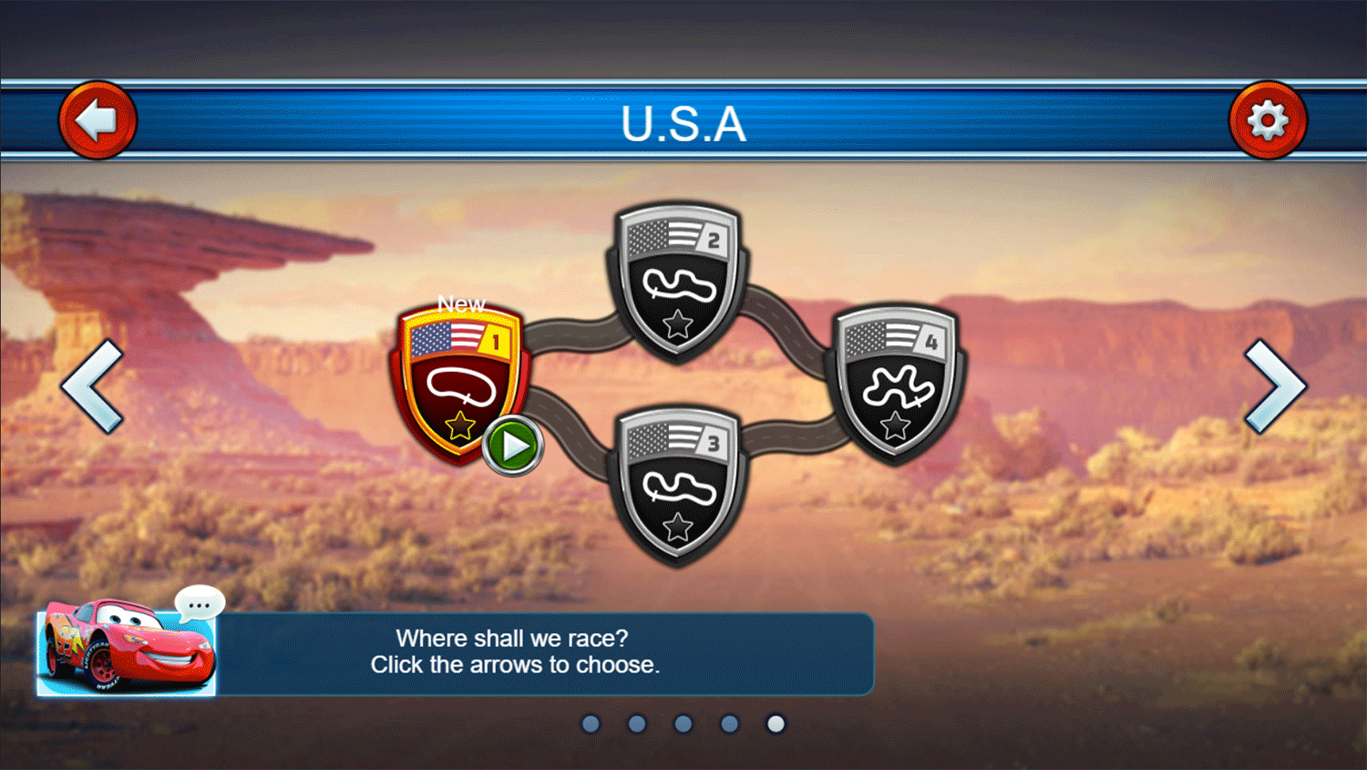 Cars Lightning Speed Game Stage Select Screenshot.