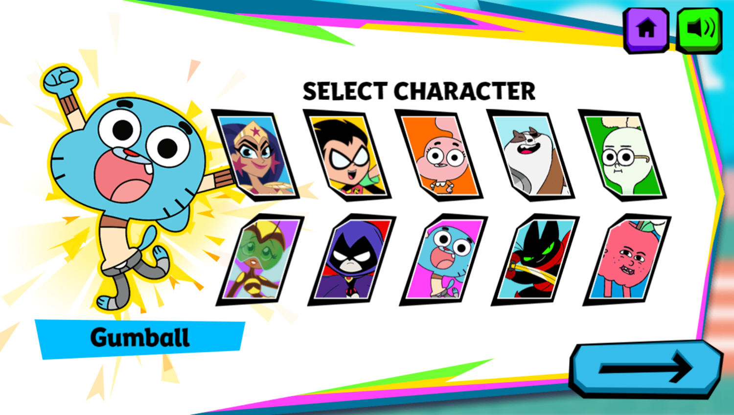 Cartoon Network Summer Games Select Character Screenshot.