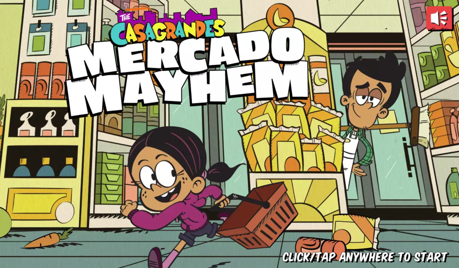 Casagrandes Mercado Mayhem Game Welcome Screen Screenshot.