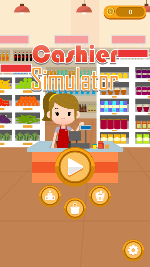 Cashier Simulator Game Welcome Screen Screenshot.