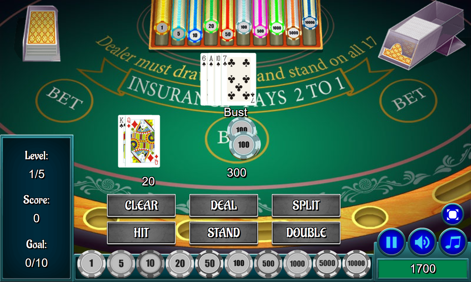 Casino Blackjack Game Win Screenshot.
