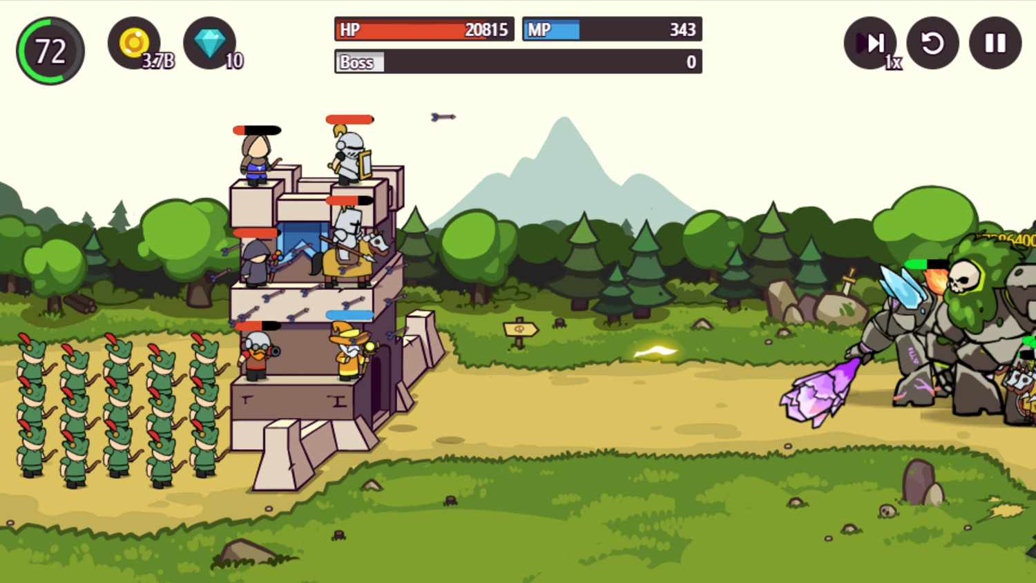 Castle Defender Saga Game Boss Battle Screenshot.