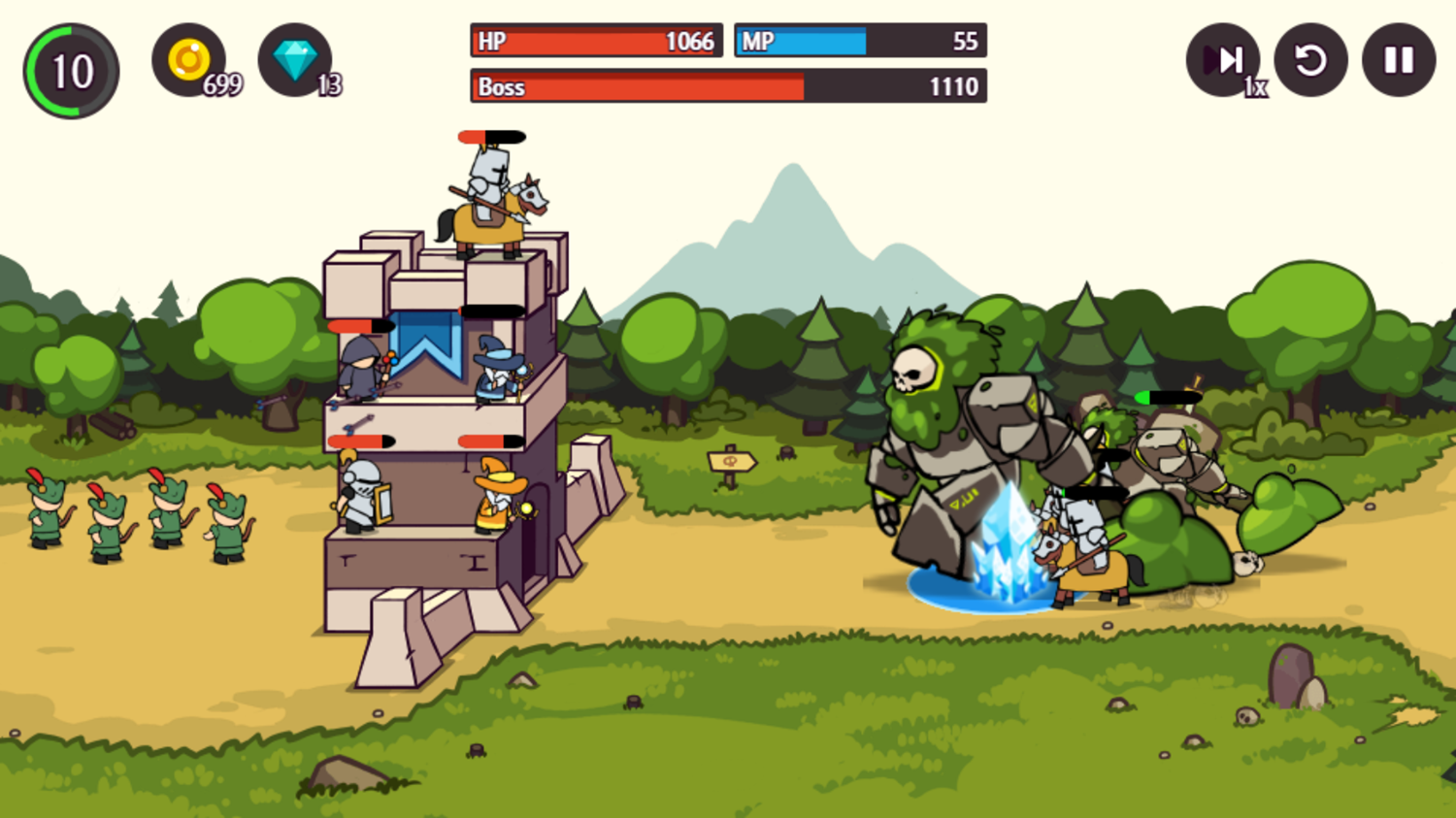 Castle Defender Saga Game Boss Fight Screenshot.