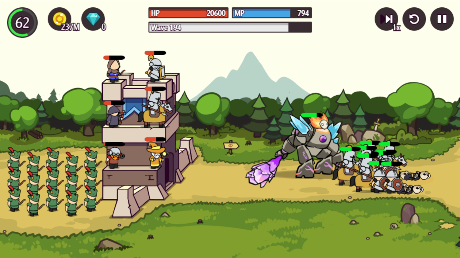 Castle Defender Saga Game Elemental Golem Screenshot.