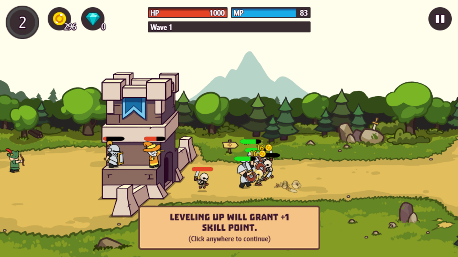 Castle Defender Saga Game Leveling Up Units Screenshot.