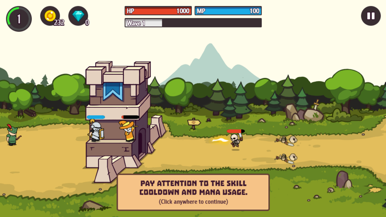 Castle Defender Saga Game Skill Cooldown Screenshot.