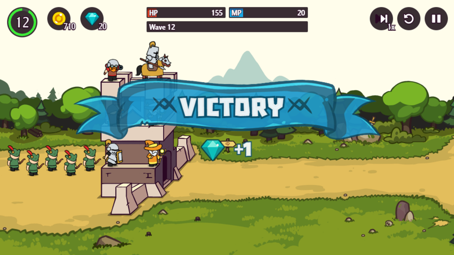 Castle Defender Saga Game Victory Screenshot.