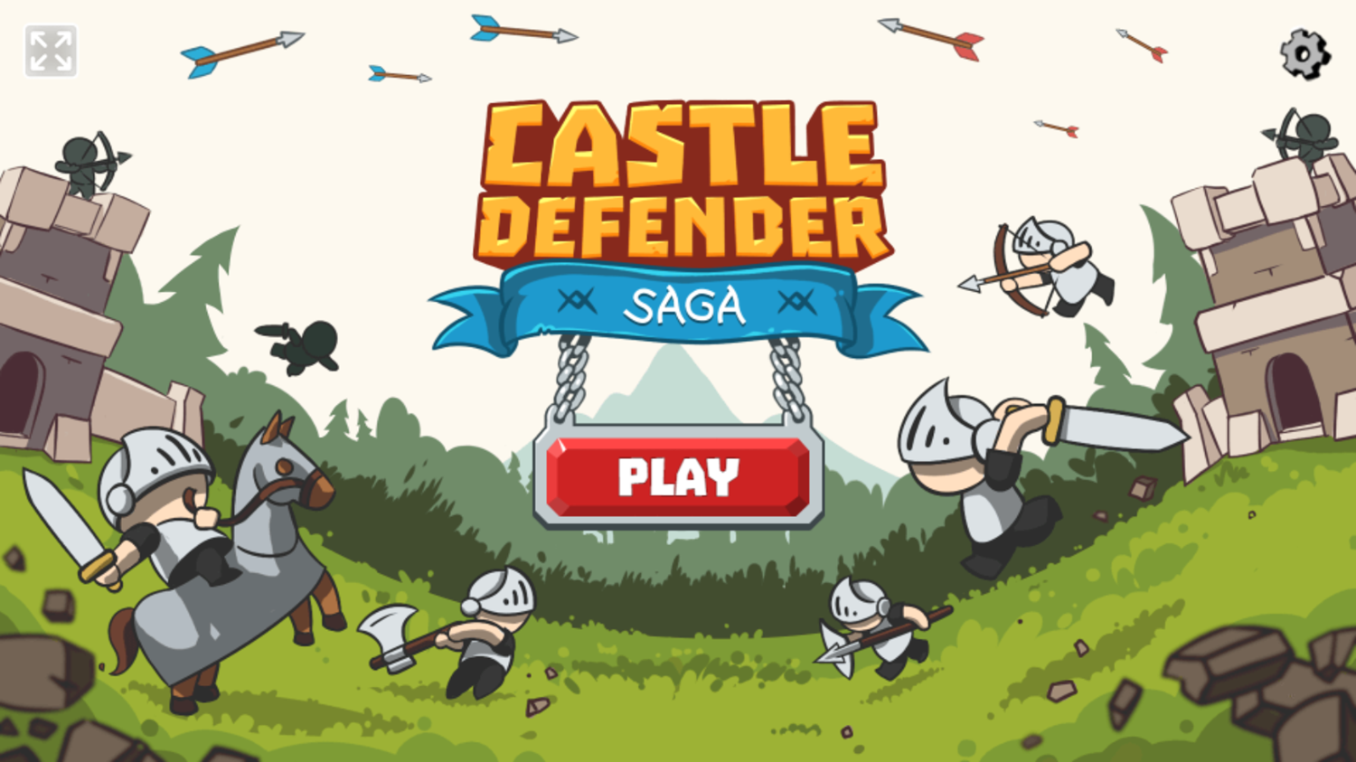 Castle Defender Saga Game Welcome Screen Screenshot.