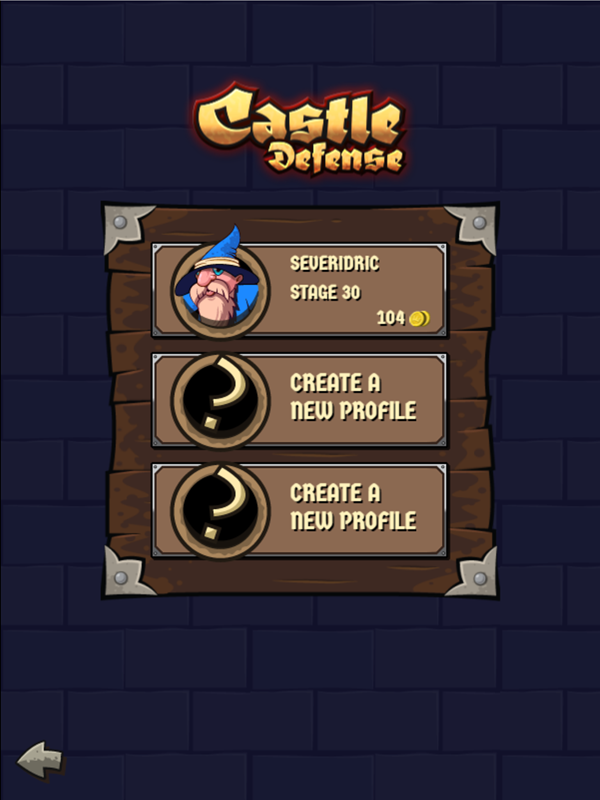 Castle Defense Game Select Screenshot.