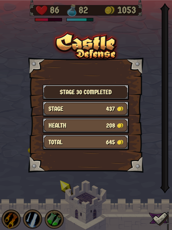 Castle Defense Game Stage Beat Screenshot.