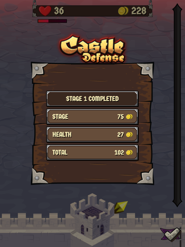 Castle Defense Game Stage Completed Screenshot.