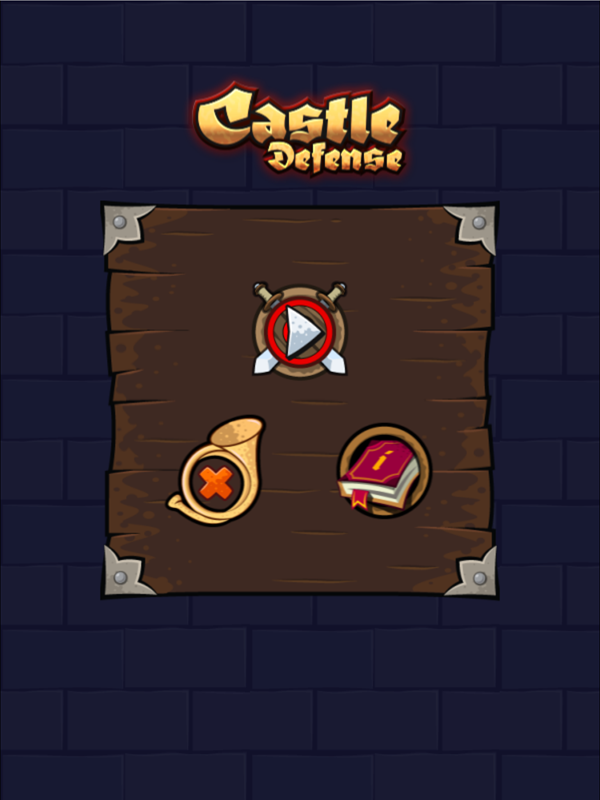 Castle Defense Game Start Screen Screenshot.